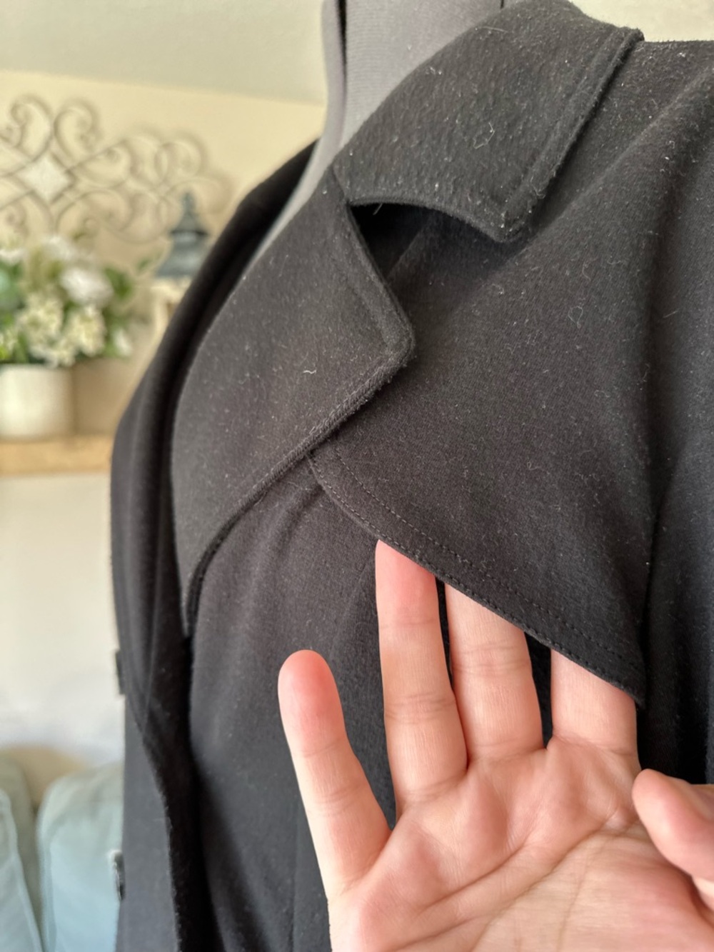 Classic Double-Breasted Black A-Line Coat - Picture 6 of 12
